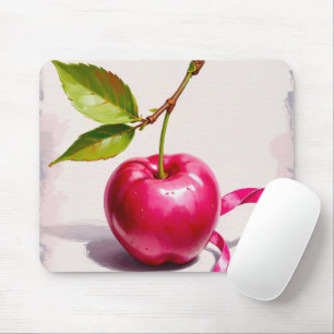 Coquette Rosa Kirsche mit Blätter und Band Mousepad
