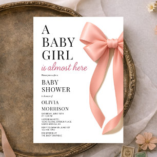 Coquette Rosa Schleife Baby Shower Einladung