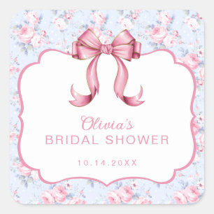 Coquette Rosa Schleife Brautparty Quadratischer Aufkleber