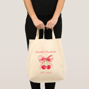 Coquette Rosa Schleife Kirsche Junggesellinnenabsc Tragetasche