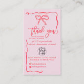 Coquette Rosa Schleife Logo QR Danke Bestellung Visitenkarte (Vorderseite)