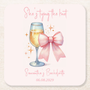 Coquette Rosa Schleifen Junggesellinnenabschied  Rechteckiger Pappuntersetzer