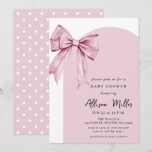 Coquette Rosa Schleifen Mädchen Baby Shower Einladung