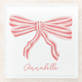 Coquette Rosa Streifen Bow Glasuntersetzer