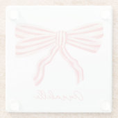 Coquette Rosa Streifen Bow Glasuntersetzer (Rückseite)