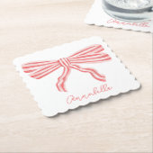 Coquette Rosa Streifen Bow Untersetzer (angewinkelt)