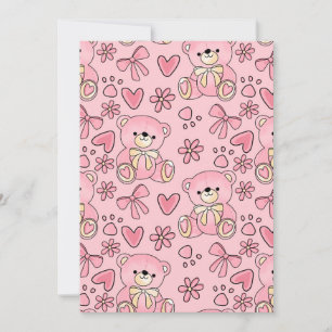 Coquette Rosa Teddy-Bär Nahtloses Muster Einladung