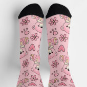 Coquette Rosa Teddybär Nahtloses Muster Socken (Oben)