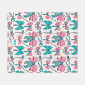 Coquette rosa und aquamarine Bogen Monogramm Fleecedecke (Vorderseite (Horizontal))