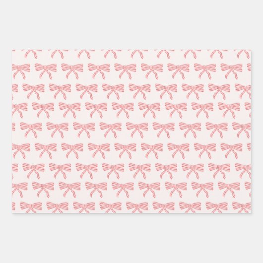 Coquette Rosa und rot gestreifte Bogen Geschenkpapier Set (Vorderseite)
