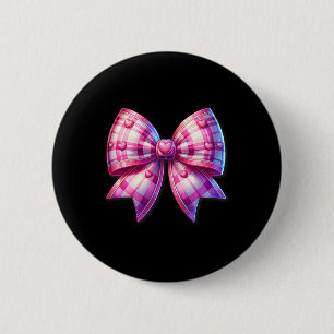 Coquette Rosa und Weiß Bow Karierte Valentine Bow  Button