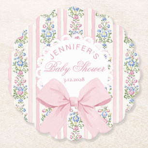 Coquette Rosafarbenes Schleifenrosen-Baby-Shower Untersetzer