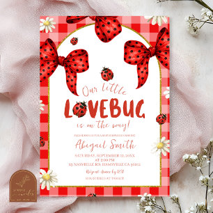 Coquette-Rot-Schleife-Lovebug-Baby-Shower-Einladun Einladung