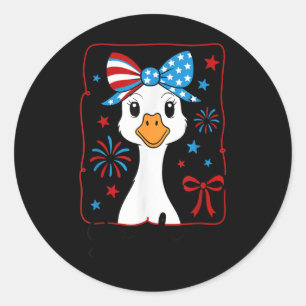 Coquette Rot Weiß und Gänse USA Flag 4. Juli Runder Aufkleber