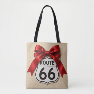 Coquette Route 66 Rote Satin-Schleife Faux-Linon Tasche