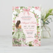 Coquette Royal Garden Sage Blush Pink Quinceanera Einladung (Stehend Vorderseite)