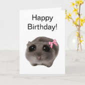 Coquette Sad Hamster Meme Karte (Gelbe Blume)