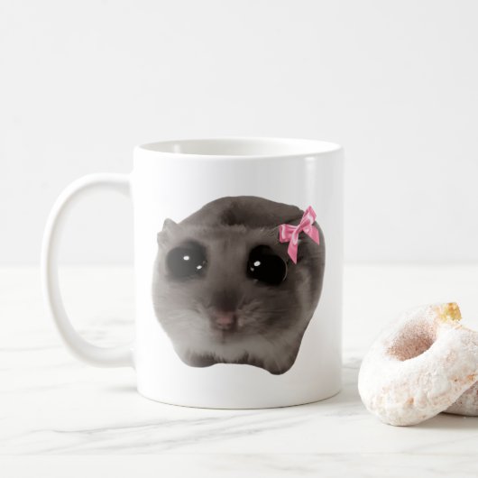 Coquette Sad Hamster Meme Tasse doppelseitig (Mit Donut)