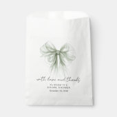 Coquette Sage Green Bow Bridal Shower Thank You Geschenktütchen (Vorderseite)