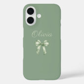 Coquette Sage Green Bow Initial Case-Mate iPhone Hülle (Rückseite)