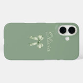 Coquette Sage Green Bow Initial Case-Mate iPhone Hülle (Rückseite (Horizontal))