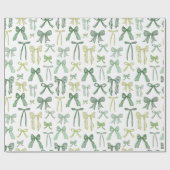 Coquette Sage Green Bows Geschenkpapier (Flach)