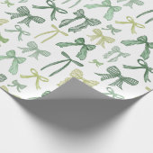 Coquette Sage Green Bows Geschenkpapier (Ecke)