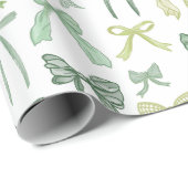 Coquette Sage Green Bows Geschenkpapier (Rolleneckpunkt)