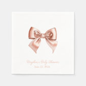 Coquette Satin Cream Bow Personalisiert Napkin Serviette (Vorderseite)