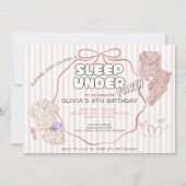Coquette Schlaf unter Party rosa Streifen Geburtst Einladung (Vorderseite)