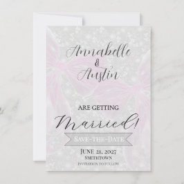 Coquette Schleife in Rosa Save-The-Date Einladung