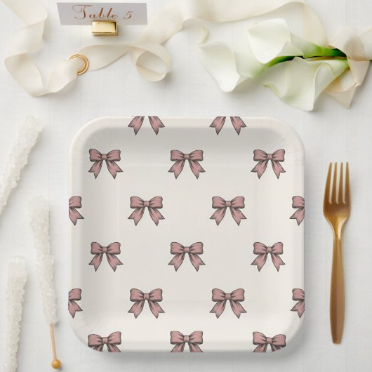 Coquette-Schleife Rosa Geburtstagsfeier Pappteller (Hochzeit)