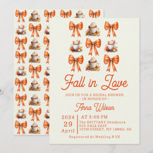 Coquette-Schleife verlieben Sie sich Kaffee Orange Einladung