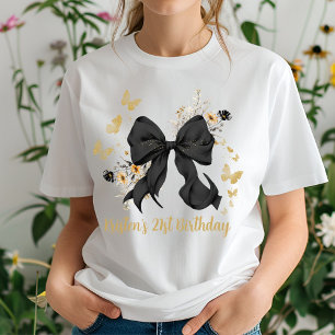 Coquette Schwarze Blumen Geburtstags- T-Shirt