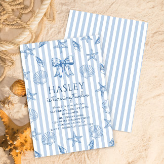 Coquette Seashells Coastal Birthday Invitation Einladung