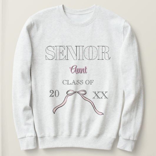 Coquette Senior Aunt Graduate Custom Pink Bow  Sweatshirt (Design vorne)