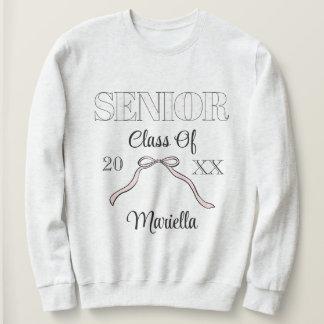 Coquette Senior Year Personalized Pink Bow  Sweatshirt