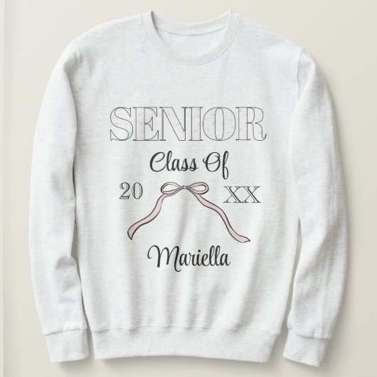 Coquette Senior Year Personalized Pink Bow Sweatshirt (Design vorne)