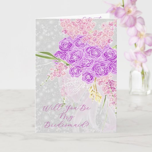 Coquette Sheer Bow  Wirst du meine Brautjungfer se Karte (Orchidee)