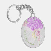 Coquette sheer pink bow Bouquet bridesmaid button Schlüsselanhänger (Vorderseite links)