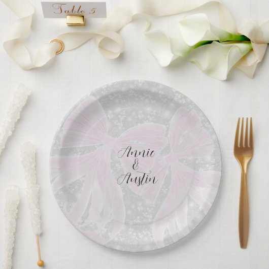 Coquette Sheer Pink Schleifen Pappteller (Hochzeit)