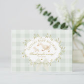Coquette Silly Goose Sage Gingham Baby Shower Dankeskarte (Stehend Vorderseite)