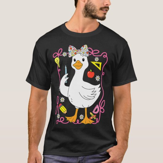 Coquette Silly Goose Teacher Retro Preppy Back To T-Shirt (Vorderseite)