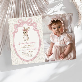 Coquette Some Bunny 1st Birthday Photo Invitation Einladung