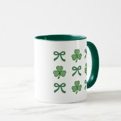 Coquette St. Patrick's Day Green Ribbons & Clovers Tasse (VorderseiteRechts)