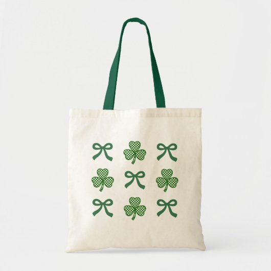 Coquette St. Patrick's Day Green Ribbons & Clovers Tragetasche (Vorne)