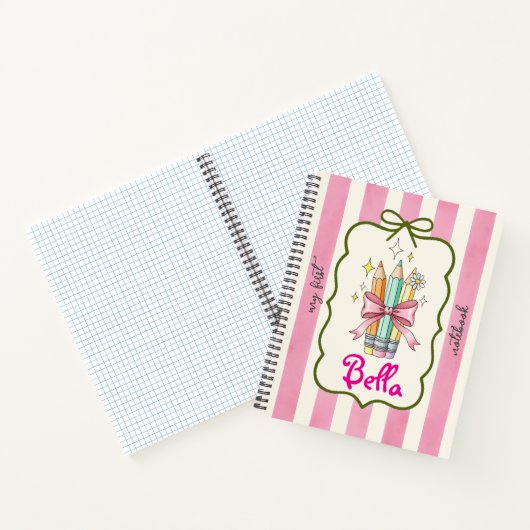 Coquette Stifte Design Pink Streifen Notebook Notizblock (Innenseite)