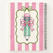 Coquette Stifte Design Pink Streifen Notebook Notizblock (Rückseite)