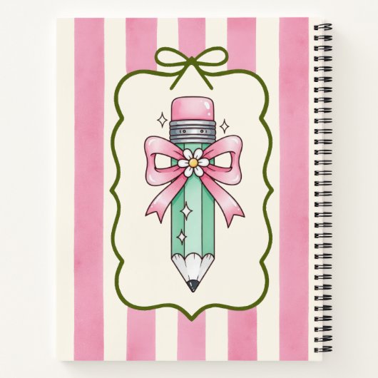 Coquette Stifte Design Pink Streifen Notebook Notizblock (Rückseite)