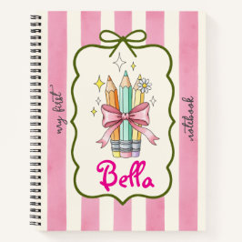 Coquette Stifte Design Pink Streifen Notebook Notizblock